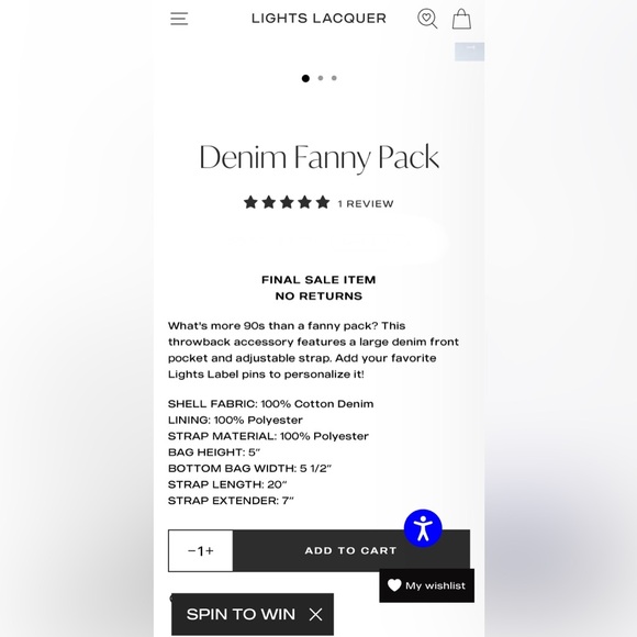 Lights Label Denim Fanny Pack New - Picture 4 of 7